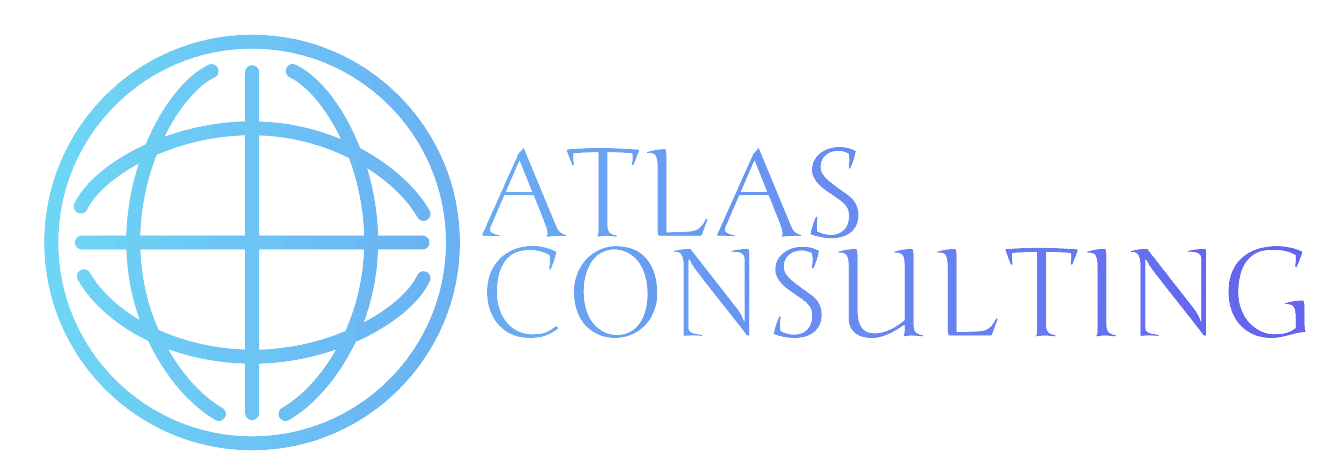 Atlas Consulting logo with globe design.