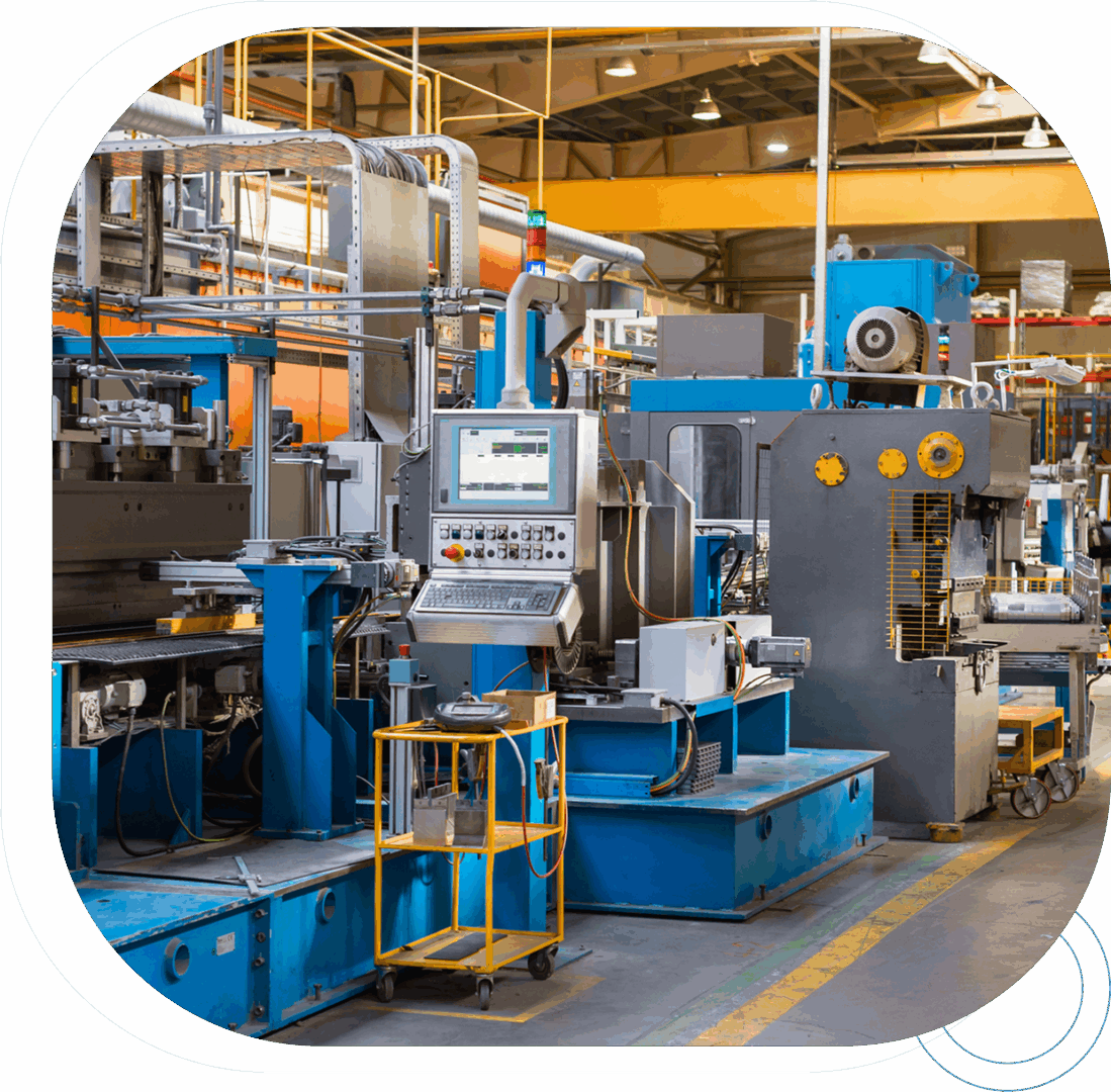Industrial machinery in a manufacturing facility.