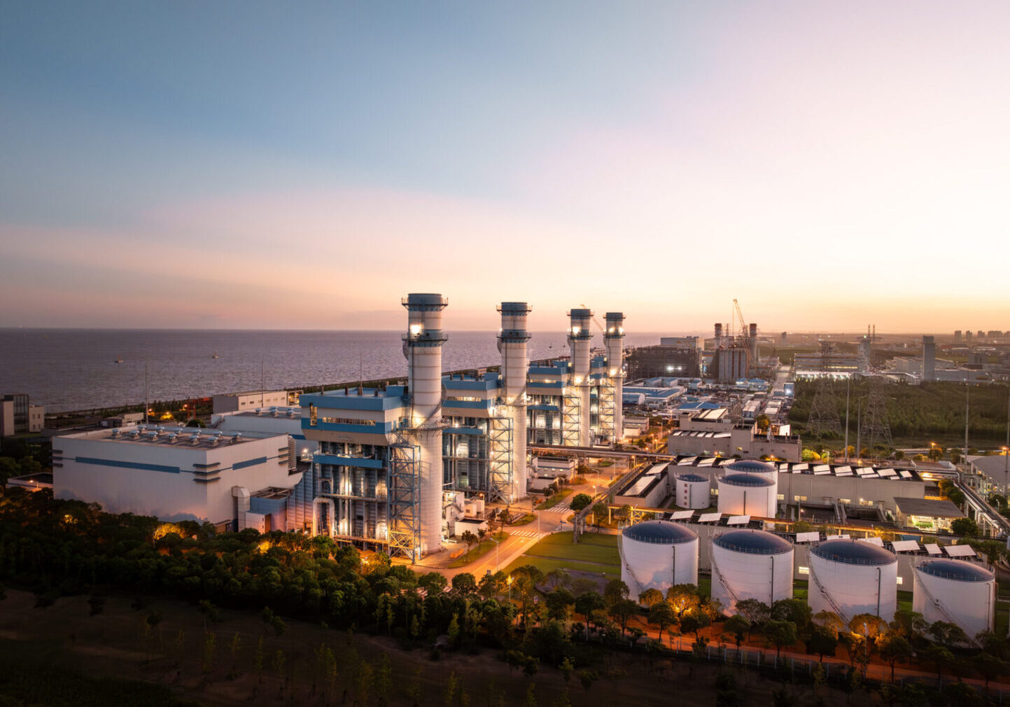Aerial view of Natural Gas Combined Cycle Power Plant.